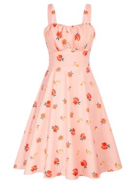 NWT Belle Poque Retro Pinup Dress Peach 🍑 XXL Matching Earrings (Fits 2X 3X)